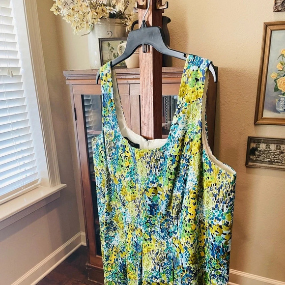 Nine West women’s plus sleeveless dress pockets wedding guest SZ 20W blue green - Picture 4 of 11